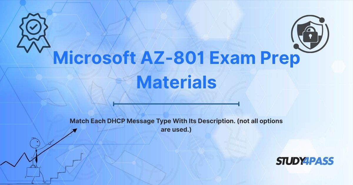 AZ-801 Exam Questions: Match Each DHCP Message Type With Its Description. (not all options are used.)