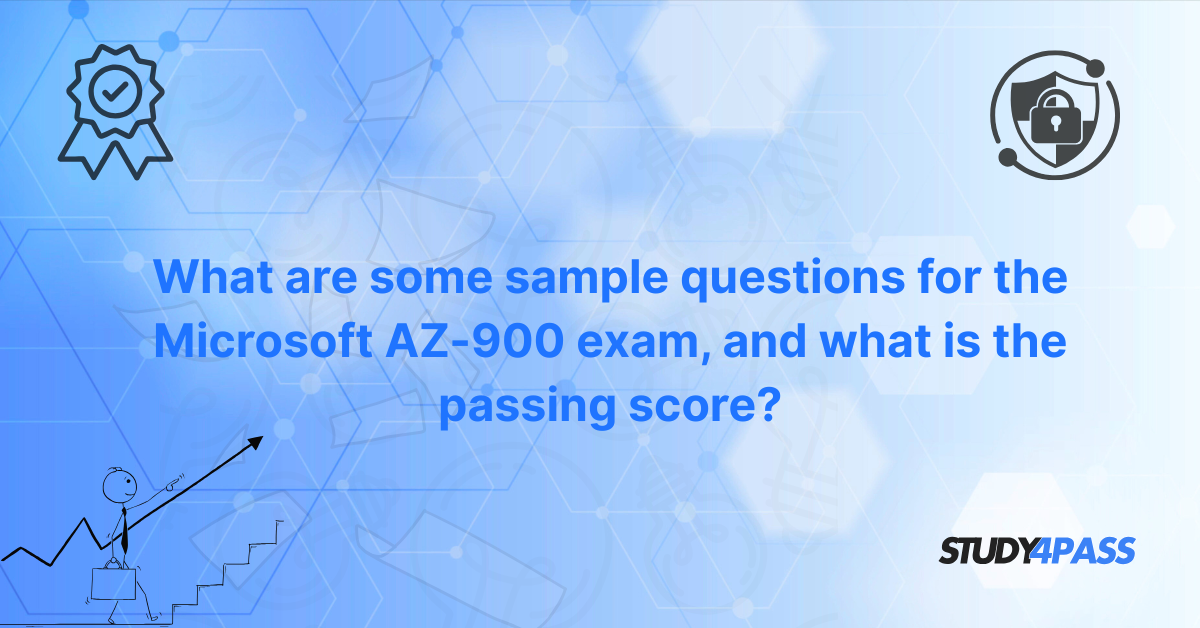 What are some sample questions for the Microsoft AZ-900 exam, and what is the passing score?