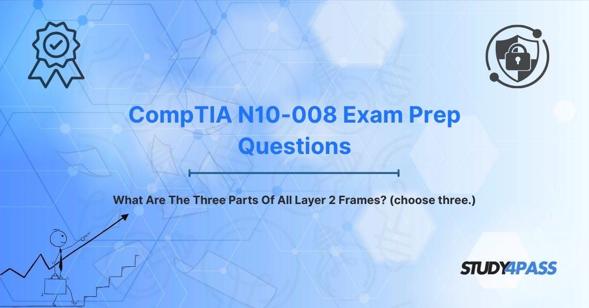 CompTIA N10-008 Exam Prep Questions: What Are The Three Parts Of All Layer 2 Frames? (choose three.)
