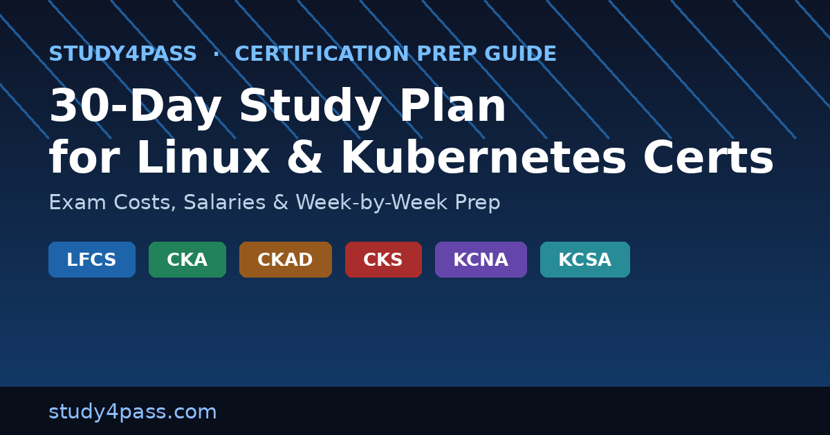 The 30-Day Study Plan: LFCS, CKA, CKAD, CKS, KCNA & KCSA — With Study4Pass